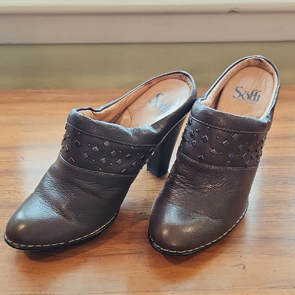 Women's Dark Brown Leather Mules